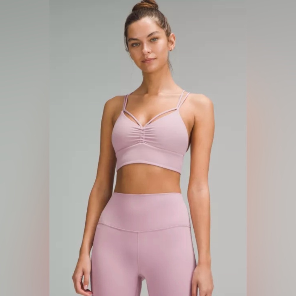 Lululemon NWT Nulu Strappy V Neckline Yoga Sports Bra Pink Size 4 A/B cup Padded